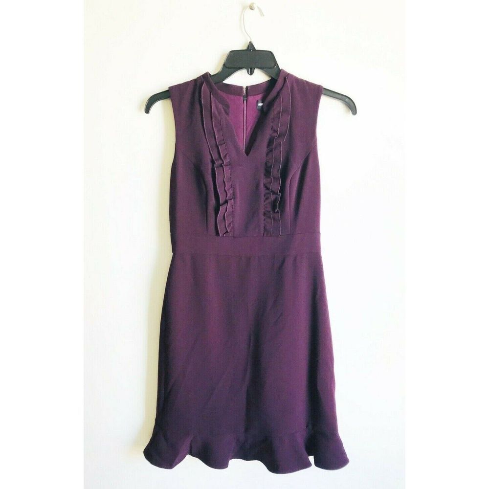 Karl Lagerfeld Paris Women Plum Ruffle Flounce Hem Fit & Flare‎ Dress Size 4